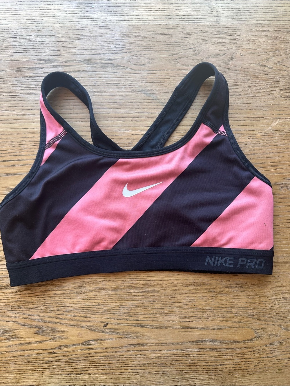 Nike Pro Diagonal Pink and Black Sports Bra